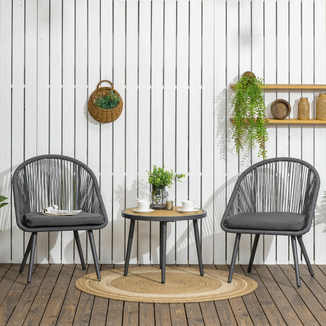 Rattan garden seat for 2 with cushions, dark grey
