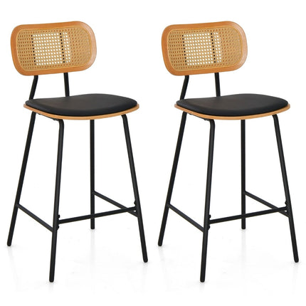 Rattan Bar Stools Set of 2, 65.5cm Seat Height
