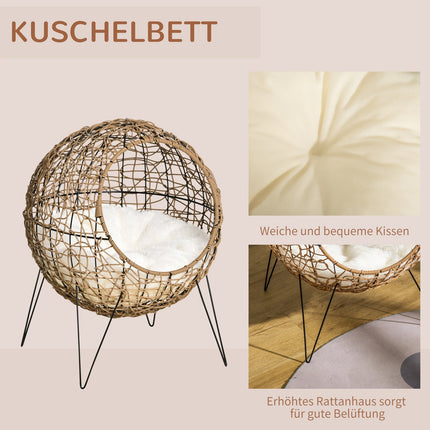 Rat size cave with pillow - Elevated pet bed Ø45x57 cm