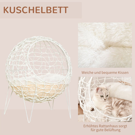Root size cave with cushion, raised design, cream colored Ø45x57 Cm