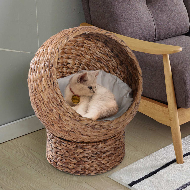 Rattan Cat Bed with Cushion - Comfortable and stylish design