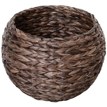 Rattan Kattenmand Gezellige Kattengrot Van Waterhyacint, Donkerbruin, Ideaal Voor De Woonkamer, 50X42X60Cm