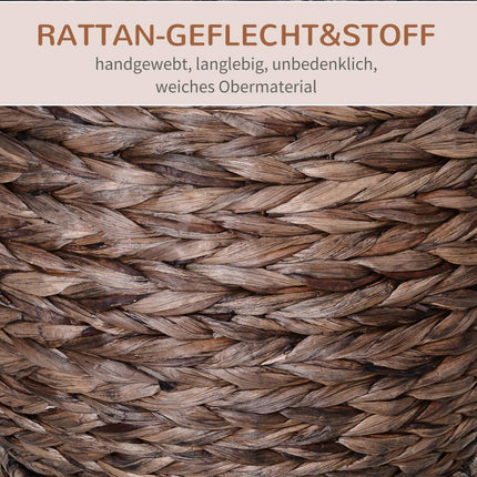 Rattan Kattenmand Gezellige Kattengrot Van Waterhyacint, Donkerbruin, Ideaal Voor De Woonkamer, 50X42X60Cm