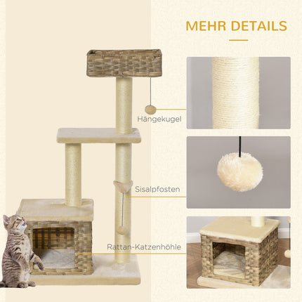 Root tree: Scratching post, cave and toy, 108 cm