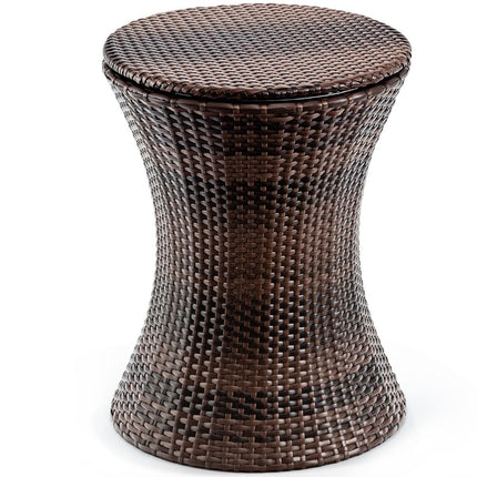 Rattan Cooler Side Table with Ice Bucket, 17L, Adjustable