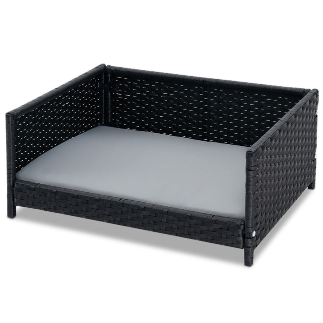 Rattan Dog Bed, Waterproof Removable Cushion, 62x46cm