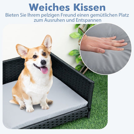 Rattan Dog Bed with Removable, Washable Cushion