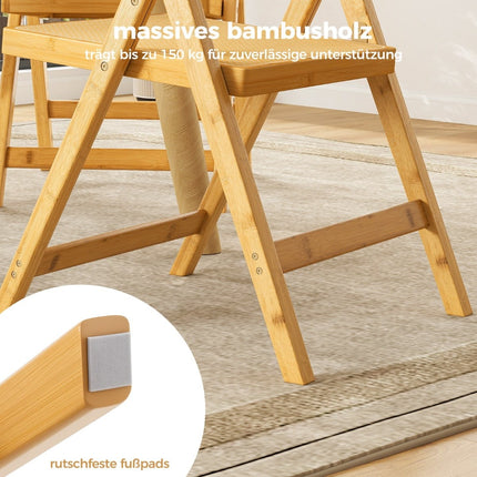Rattan Folding Chairs, Bamboo Frame, 360 Swivel Backrest