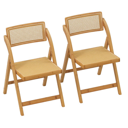 Rattan Folding Chairs, Bamboo Frame, 360 Swivel Backrest