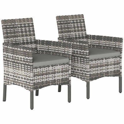 Rattan Garden Chairs Set, Grey, Cushioned, Weather-Resistant