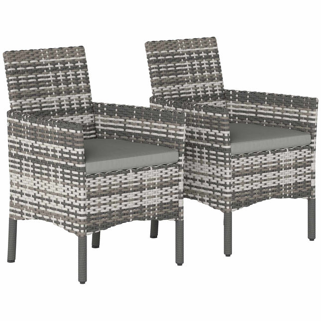 Rattan Garden Chairs Set, Grey, Cushioned, Weather-Resistant
