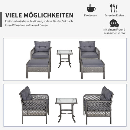Rattan garden furniture for 4 with sofa and table