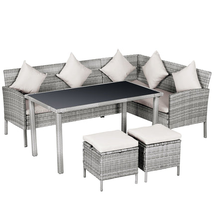 Garden furniture set in gray rattan with footstool, 134x60x75cm