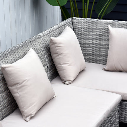 Garden furniture set in gray rattan with footstool, 134x60x75cm