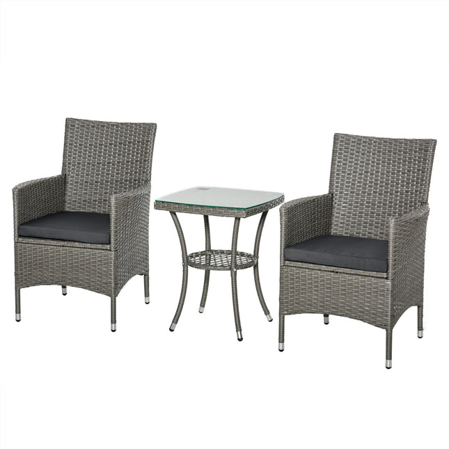 3-piece rattan garden bistro set with side table