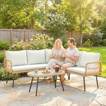 Rattan Garden Furniture Set with Sofa and Table
