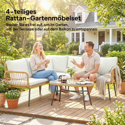 Rattan Garden Furniture Set with Sofa and Table