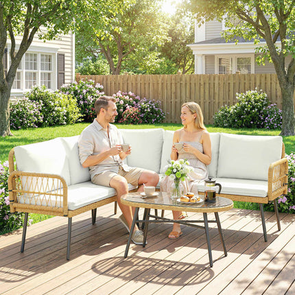 Rattan Garden Furniture Set with Sofa and Table