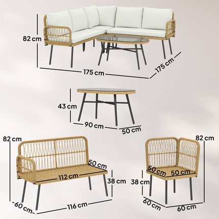 Rattan Garden Furniture Set with Sofa and Table
