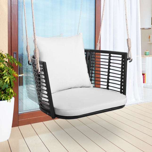 Rattan Hanging Chair, 180 kg, Cushion, Metal Frame