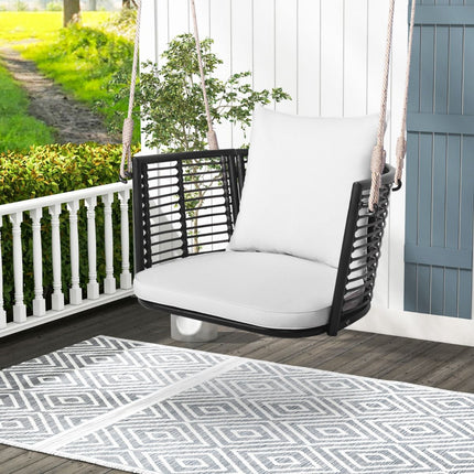 Rattan Hanging Chair, 180 kg, Cushion, Metal Frame