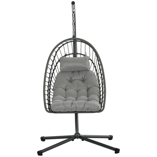 Rattan hanging chair with cushion - indoor/outdoor use