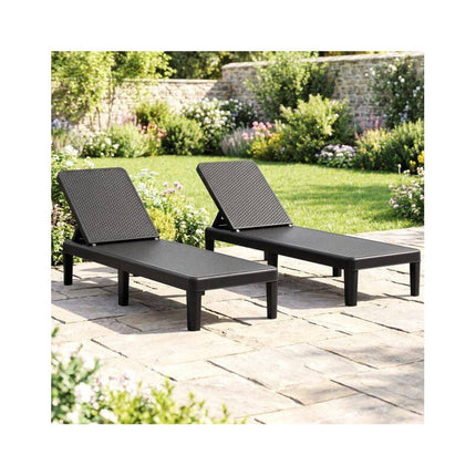 Rattan-Look Sun Lounger with 4-Position Backrest, Black, Up to 150 kg