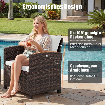 Rattan Outdoor Balcony Set with Cushions and Glass Table