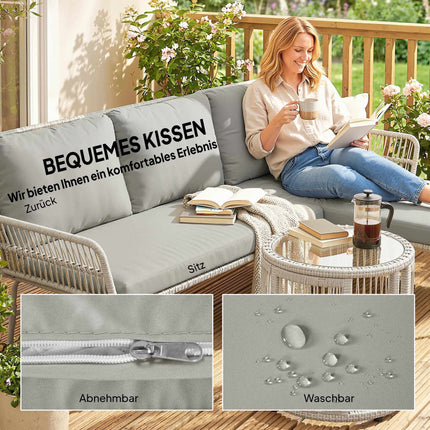 Rattan Outdoor Furniture Set, Weatherproof, Light Grey