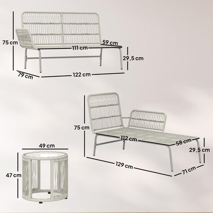 Rattan Outdoor Furniture Set, Weatherproof, Light Grey