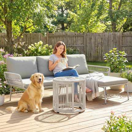 Rattan Outdoor Furniture Set, Weatherproof, Light Grey