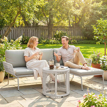 Rattan Outdoor Furniture Set, Weatherproof, Light Grey