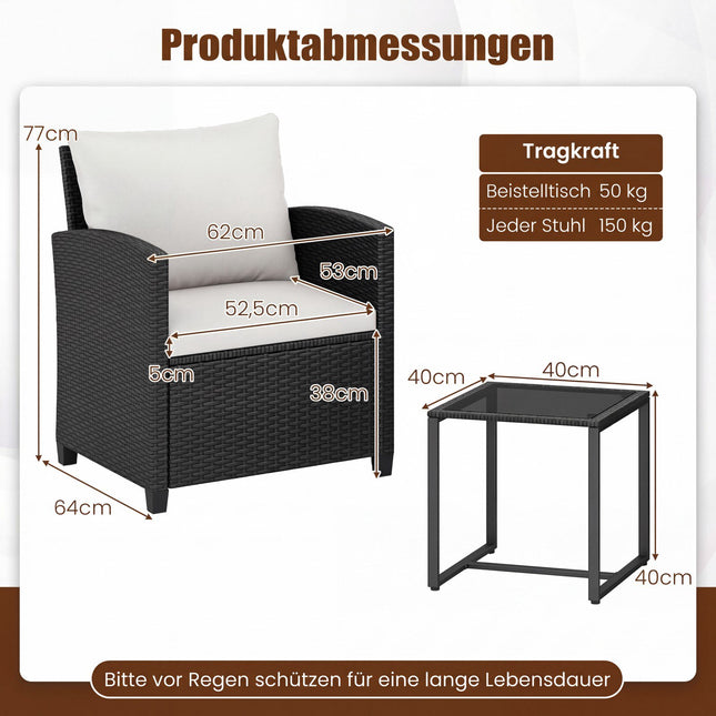Rattan Outdoor Furniture Set with Cushions & Glass Table