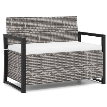 Rattan Outdoor Storage Bench with Cushion, 360kg Capacity