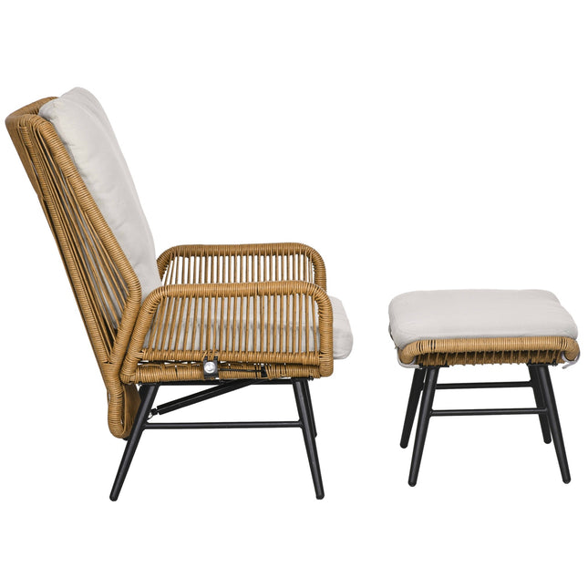 Adjustable Rattan Relax Chair with cushion - outdoor use
