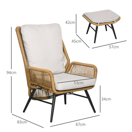 Adjustable Rattan Relax Chair with cushion - outdoor use