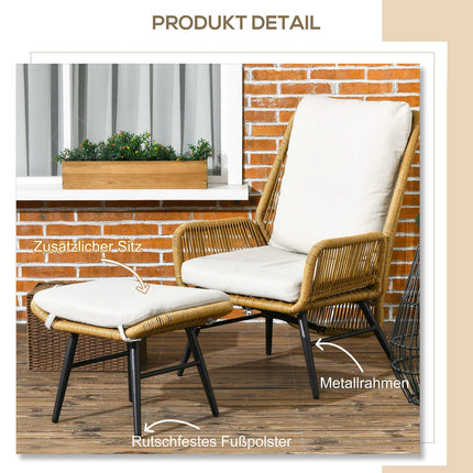 Adjustable Rattan Relax Chair with cushion - outdoor use