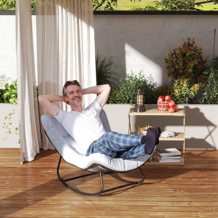 Rattan Rocking Garden Bench with steel frame and cushion