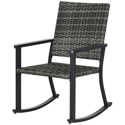 Rattan rocking chair, gray - patio & balcony sun lounger 62x75x95cm