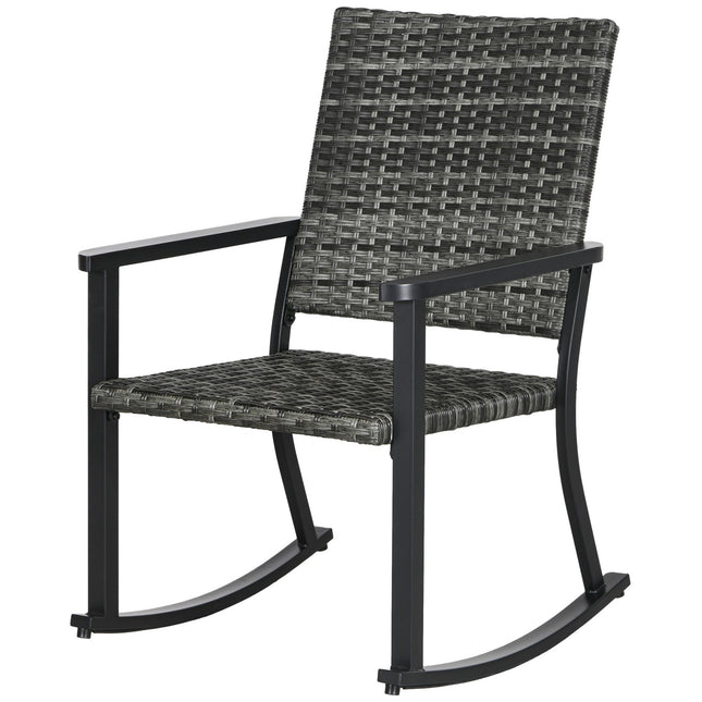 Rattan rocking chair, gray - patio & balcony sun lounger 62x75x95cm