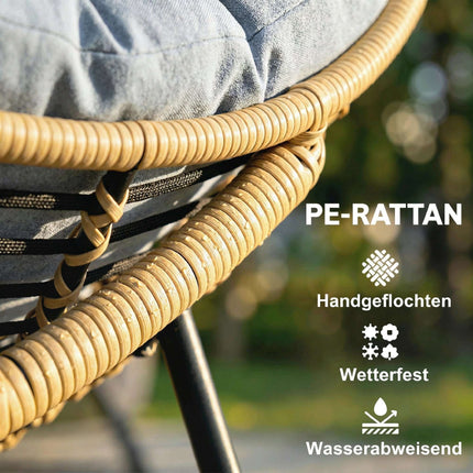Rattan Rocking Chair with Cushion, Indoor/Outdoor, 120 kg Capacity