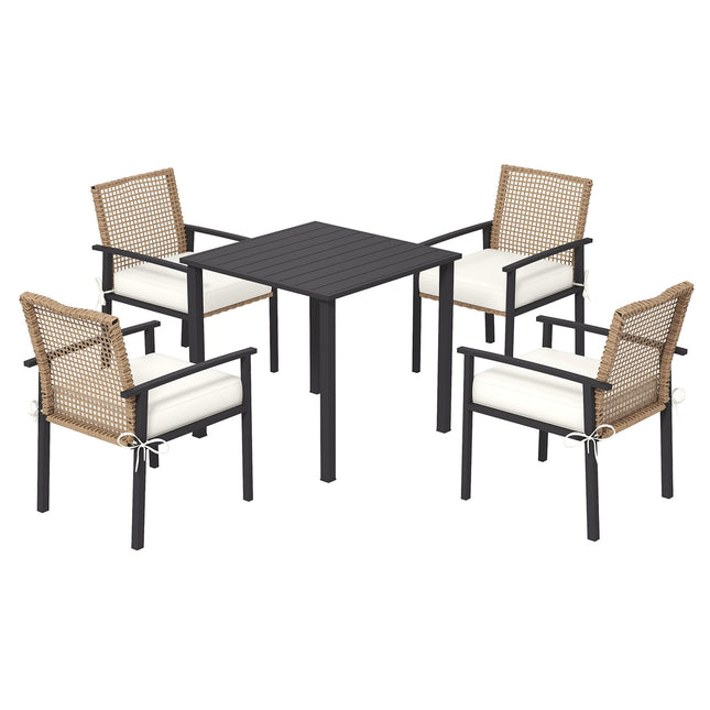 Garden furniture in rattan, 5 parts, with cushions