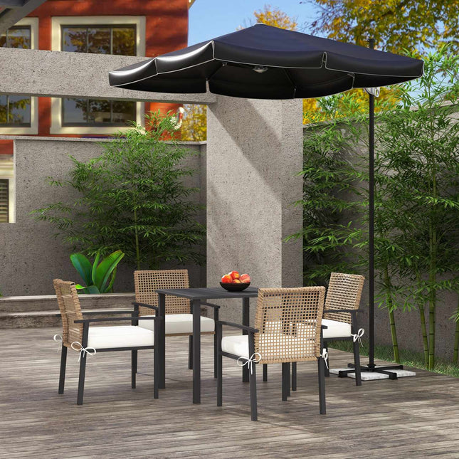 Garden furniture in rattan, 5 parts, with cushions