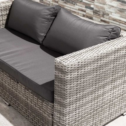Garden furniture in rattan, 6 parts, metal frame, gray