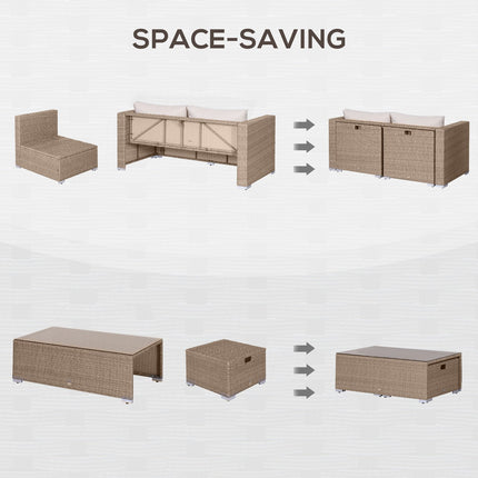 6-piece rattan garden seating set with coffee table