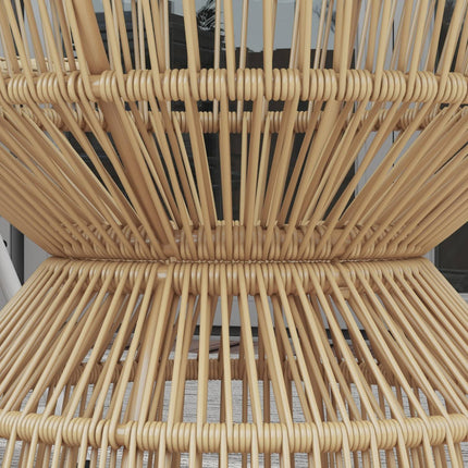 Rattan side table with tempered glass, Ø60 Cm