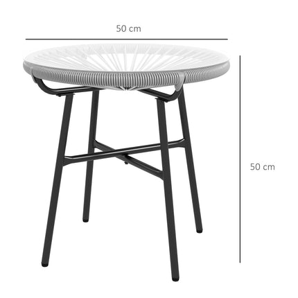 Round rattan coffee table - Glass top, 50x50x50cm, black/grey