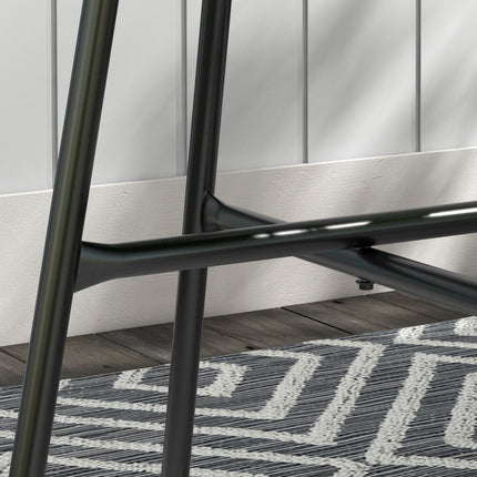 Round rattan coffee table - Glass top, 50x50x50cm, black/grey