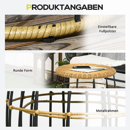 Stackable rattan coffee tables, set of 2 - Khaki, garden use