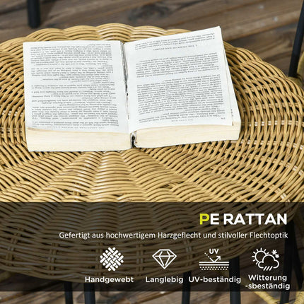 Stackable rattan coffee tables, set of 2 - Khaki, garden use